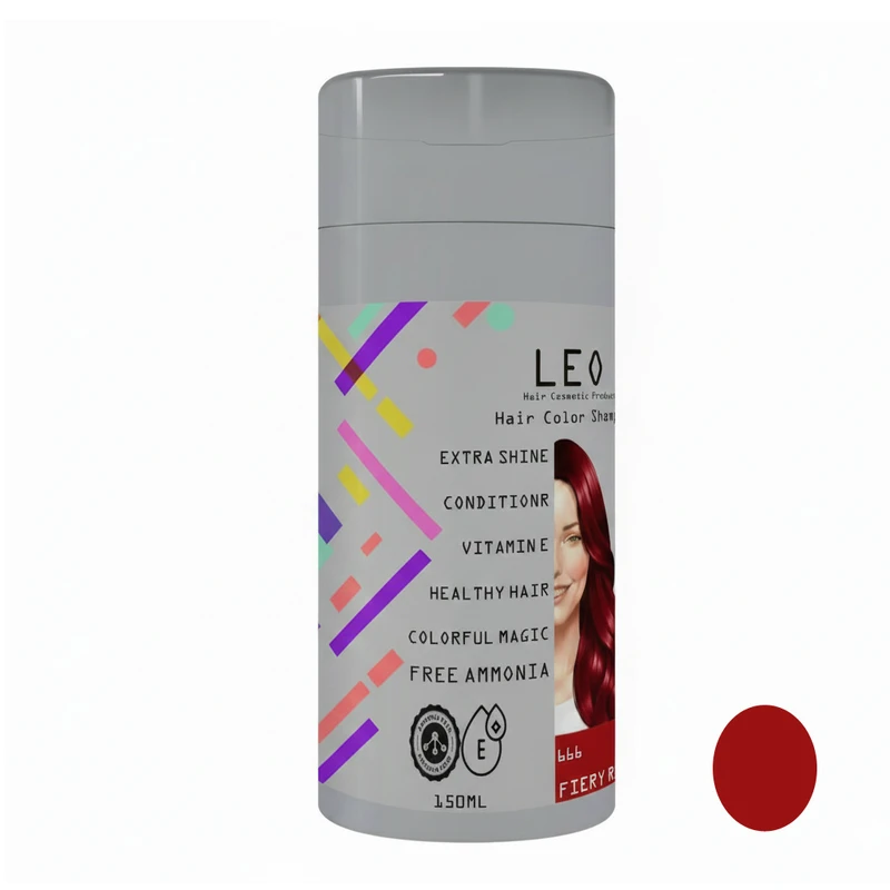شامپو رنگ مو لئو شماره 666 رنگ قرمز آتشین حجم 150 میلی لیتر
