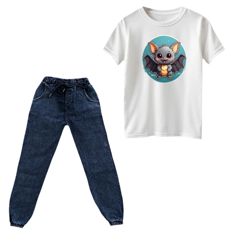 ست تی‌شرت و شلوار پسرانه مدل خفاش کوچولو کد 2