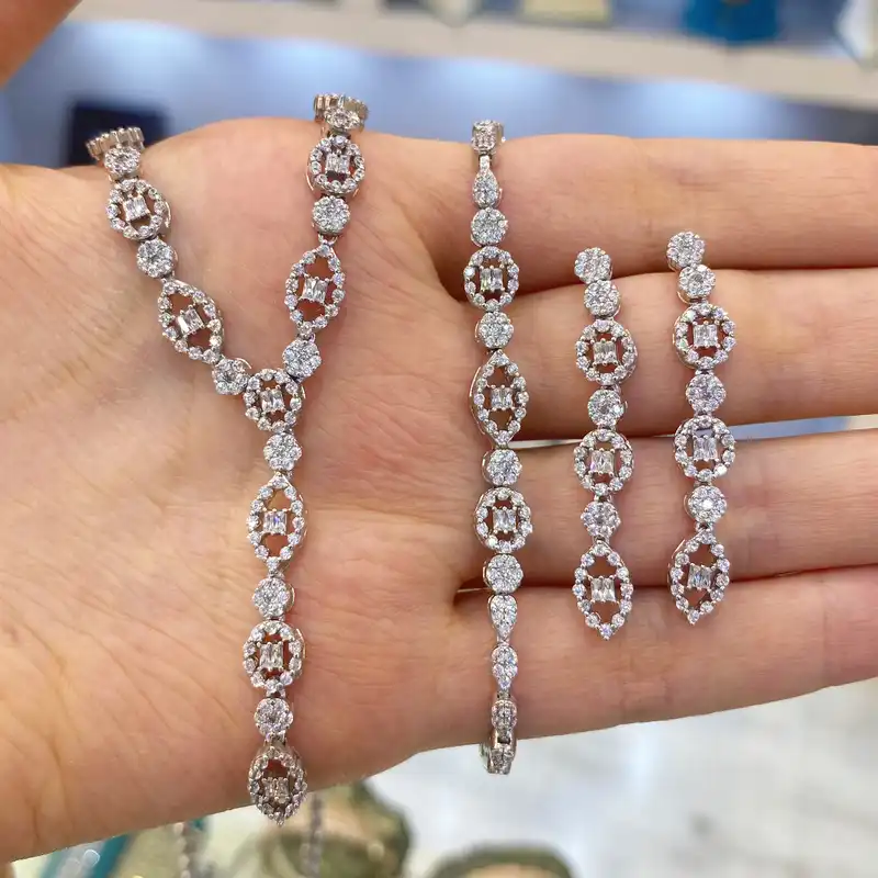 نیم ست نقره زنانه مدل دستساز طرح جواهر کد 438