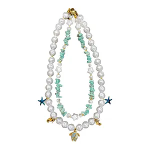 گردنبند دست ساز زنانه مدل مروارید دو ردیفه بِرکه