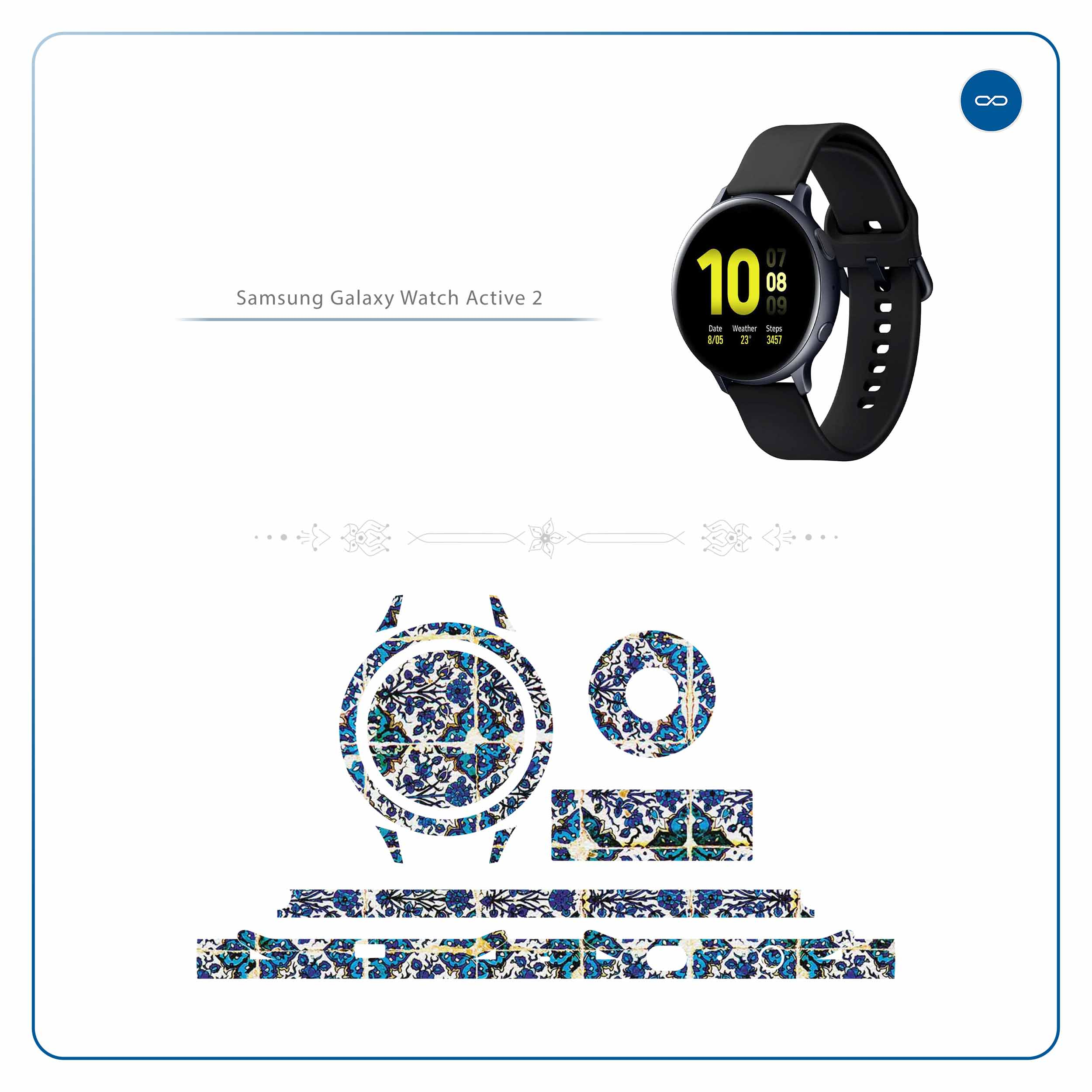 برچسب ماهوت طرح Iran-Tile1 مناسب برای ساعت هوشمند سامسونگ Galaxy Watch Active 2 44mm