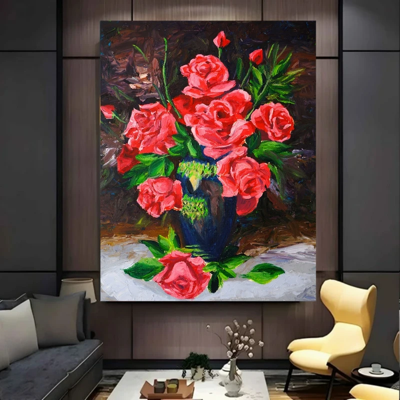 پوستر پارچه ای طرح مخمل  نقاشی مدل گل های رز کد BK58116