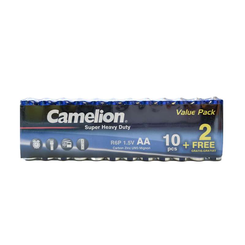 باتری قلمی کملیون مدل SUPER HEAVY DUTY بسته 12 عددی باتری قلمی کملیون مدل SUPER HEAVY DUTY بسته 12 عددی