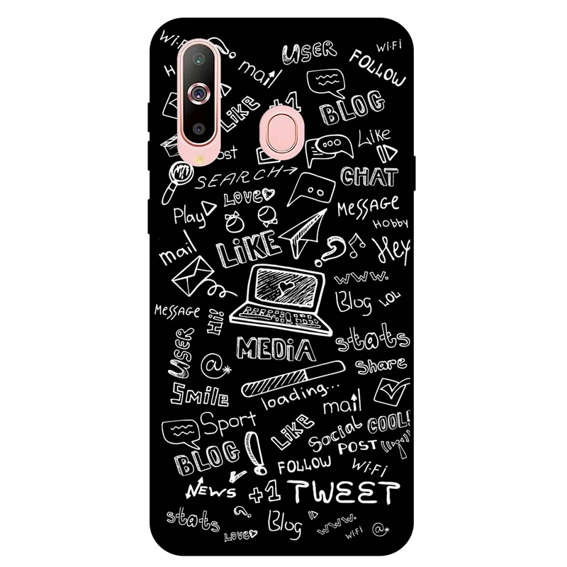 کاور مگافون طرح رسانه های اجتماعی مدل 1898 مناسب برای گوشی موبایل سامسونگ Galaxy A8 S         