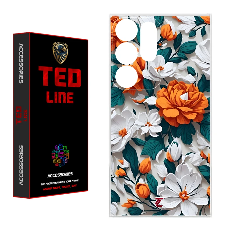 کاور تدلاین طرح گل نارنجی کد 1229 مناسب برای گوشی موبایل سامسونگ Galaxy S25 Ultra