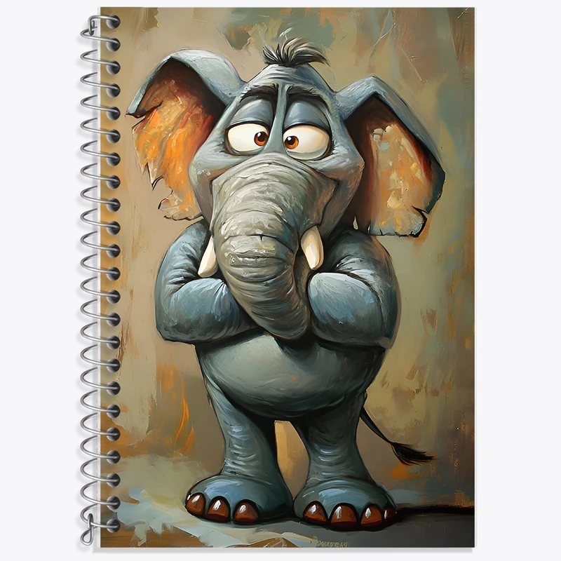 دفتر زبان 50 برگ خندالو مدل سه خط طرح فیل ناراحت کد F7168