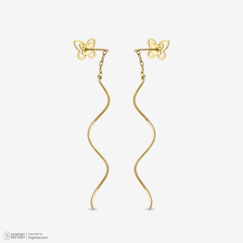 گوشواره بخیه‌ای طلا 18 عیار زنانه مطیع ها مدل 596 پروانه کرلی - 3