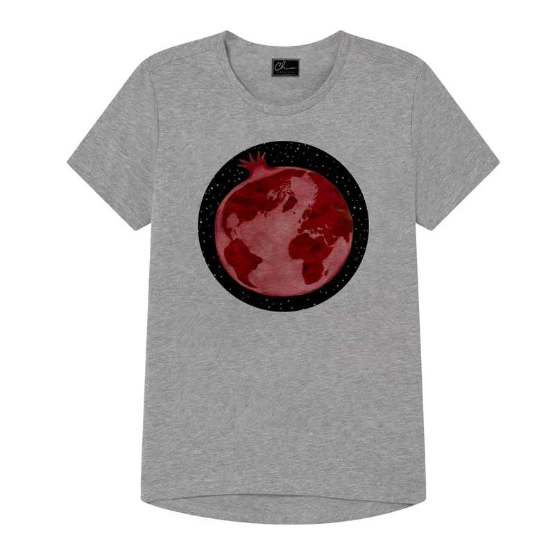 تی شرت دخترانه مدل سیاره یلدا کد J70 رنگ طوسی