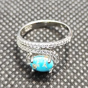 انگشتر نقره زنانه مدل سنگ فیروزه نیشابور کد 627