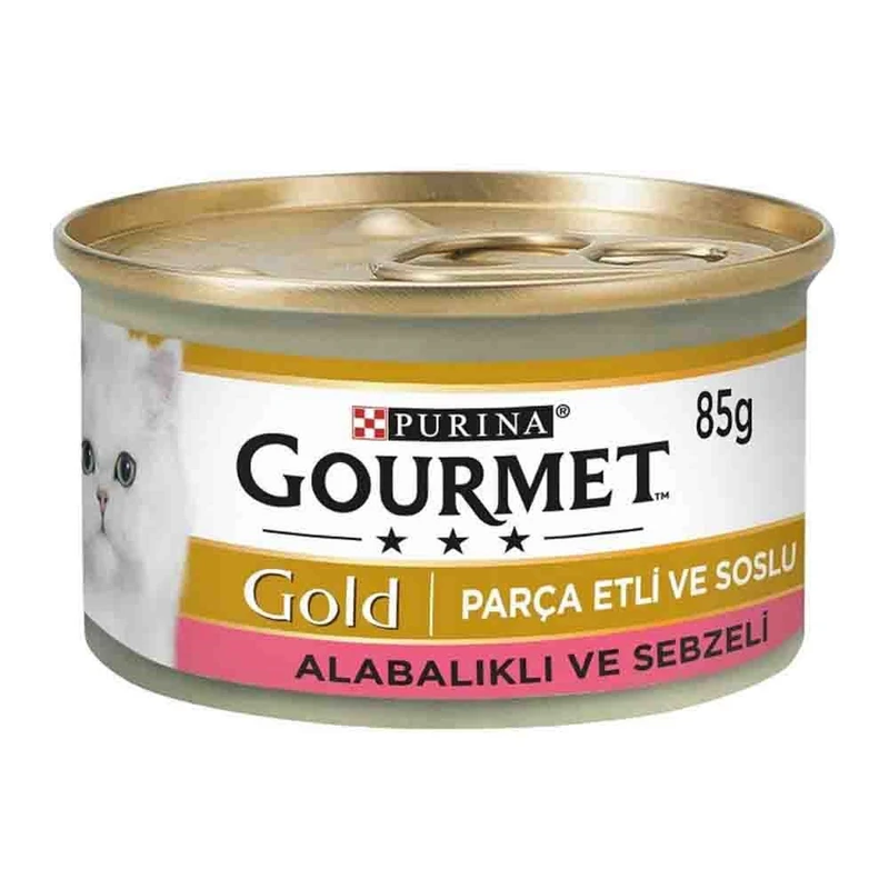 کنسرو گربه گورمت مدل ماهی و سبزیجات وزن 85 گرم مجموعه 4 عددی