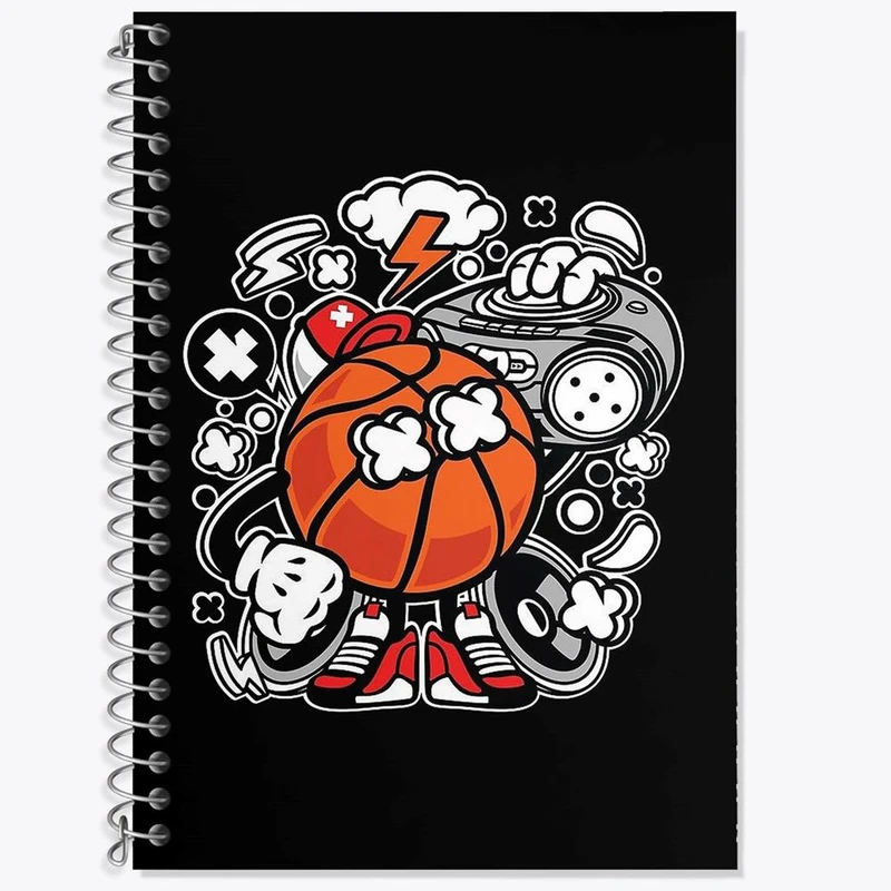 دفتر زبان 50 برگ خندالو مدل دو خط طرح بسکتبال کد 4991