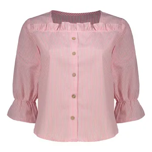 شومیز آستین بلند یقه خشتی زنانه مدل ستایش