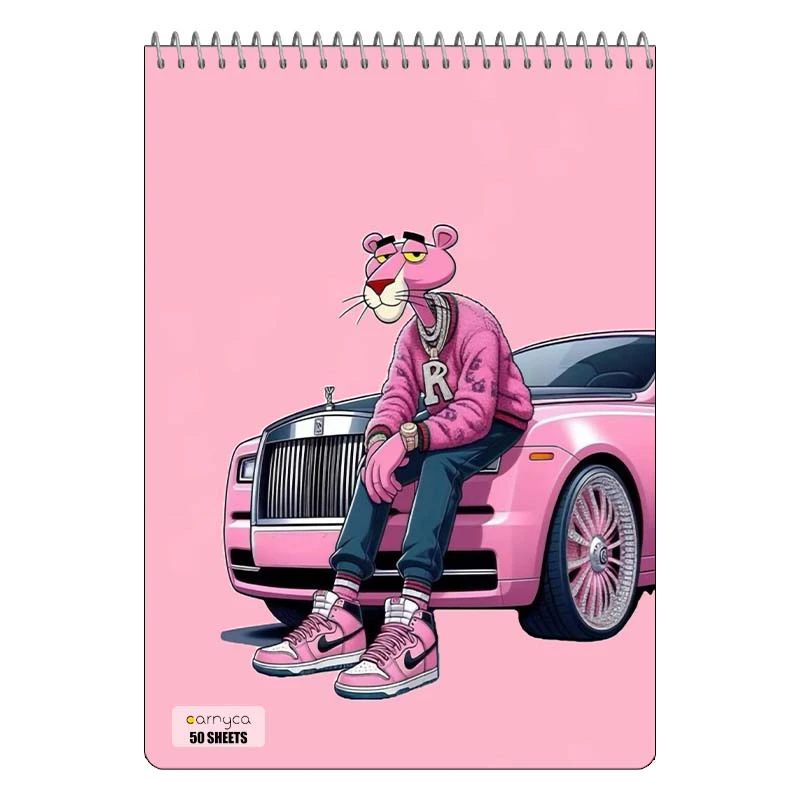 دفتر نقاشی 50 برگ سیمی کارنیکا طرح پلنگ صورتی pink panther کد 52322