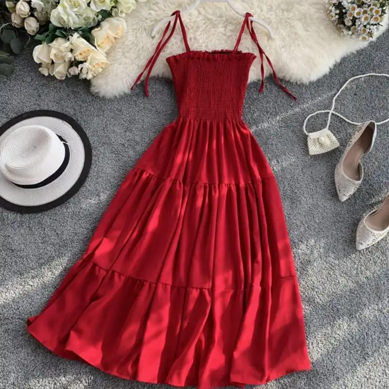 پیراهن ساحلی زنانه مدل تابستانی رنگ قرمز