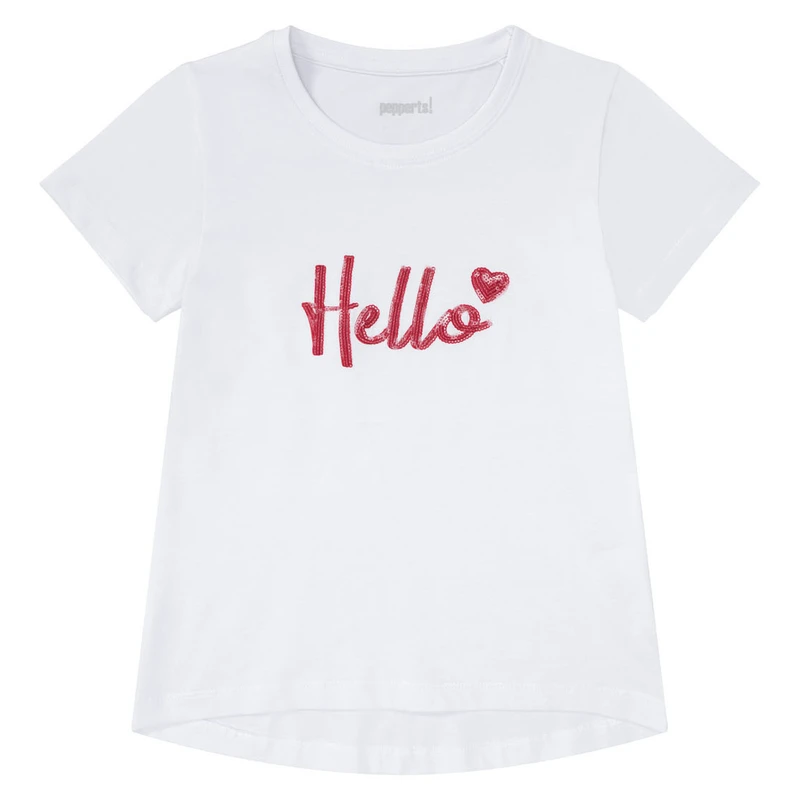 تی شرت آستین کوتاه دخترانه پیپرتس مدل Hello 8983