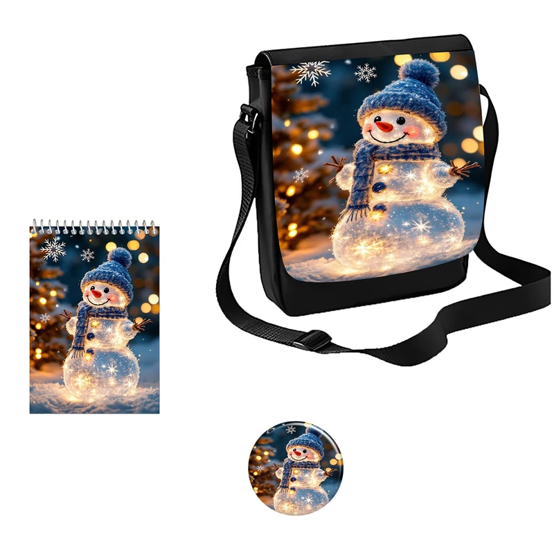 کیف رودوشی مدل آدم برفی گوگولی کیوت کد s1 به همراه دفتر یادداشت و پیکسل