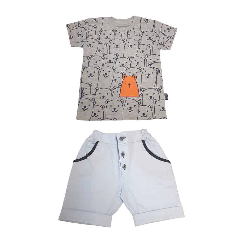 ست تی‌شرت آستین کوتاه و شلوارک پسرانه مدل فمیلی موس کد 2025