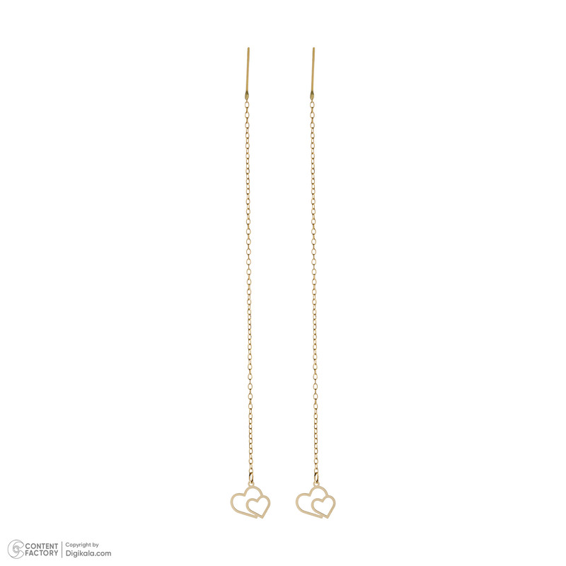 گوشواره بخیه‌ای طلا 18 عیار زنانه نیکان گلد مدل دو قلب 24445 - 2