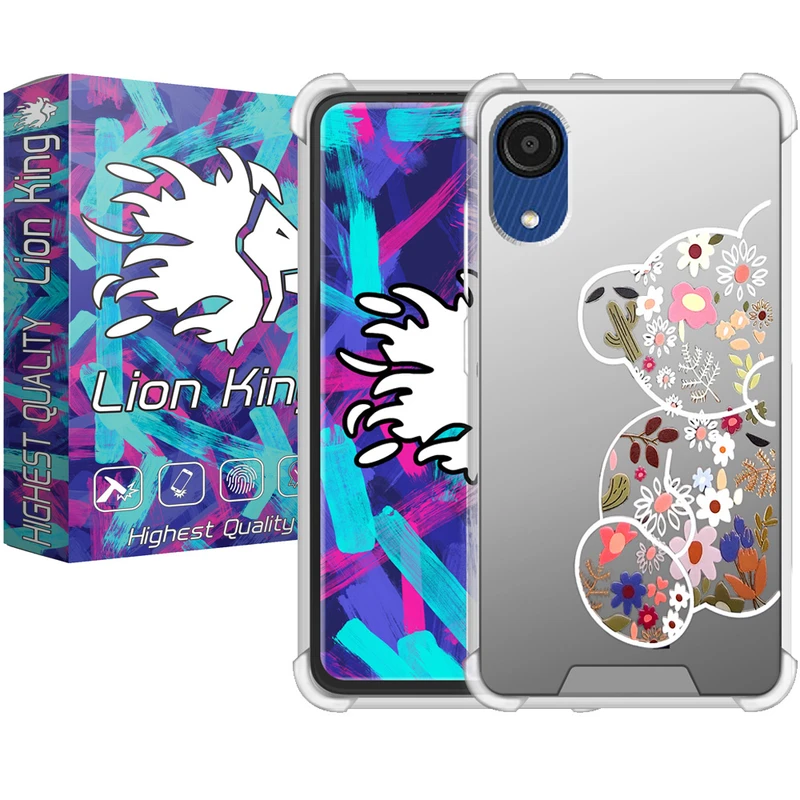  کاور لاین کینگ مدل آینه ایی نشکن طرح خرس مناسب برای گوشی موبایل سامسونگ Galaxy A03 Core