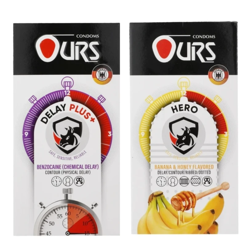 کاندوم تاخیری اورز مدل DELAY PLUS بسته 12 عددی به همراه کاندوم خاردار اورز مدل HERO بسته 12 عددی
