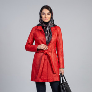 کت چرم بلند زنانه چرم طبیعی نیکلاس مدل 9701