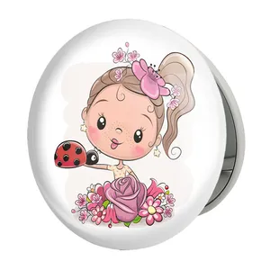 آینه جیبی خندالو طرح دخترونه مدل تاشو کد 6072 