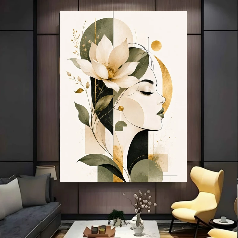 پوستر پارچه ای طرح مخمل  نیمرخ مدل زن و طبیعت کد BK58125