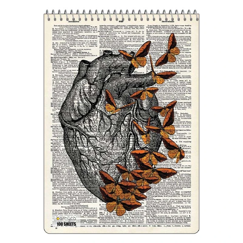 دفتر شطرنجی 100 برگ کارنیکا طرح روزنامه وینتج قلب Vintage Newspaper Heart کد 54150