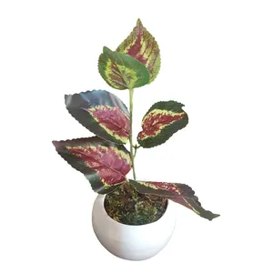 گلدان به همراه گل مصنوعی مدل برگ لمسی کد 251