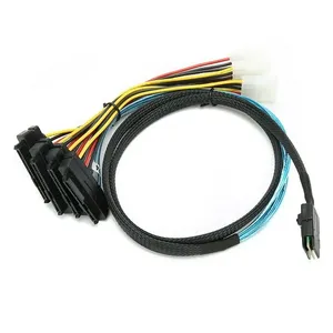 کابل تبدیل Mini SAS SFF-8087 به 4 پورت SFF-8482 29-Pin با برق 4 پین اسمارطور مدل SM91 طول 1 متر