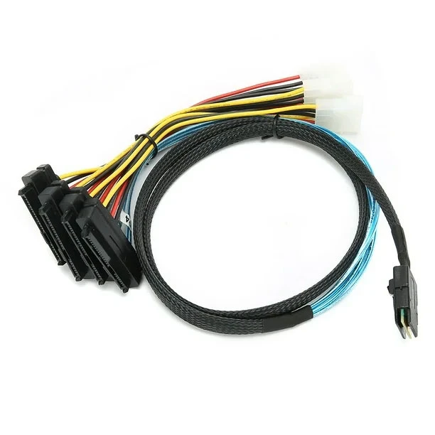 کابل تبدیل Mini SAS SFF-8087 به 4 پورت SFF-8482 29-Pin با برق 4 پین اسمارطور مدل SM91 طول 1 متر