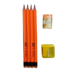 مداد مشکی مدل 06 به همراه تراش و پاک کن مجموعه 6 عددی