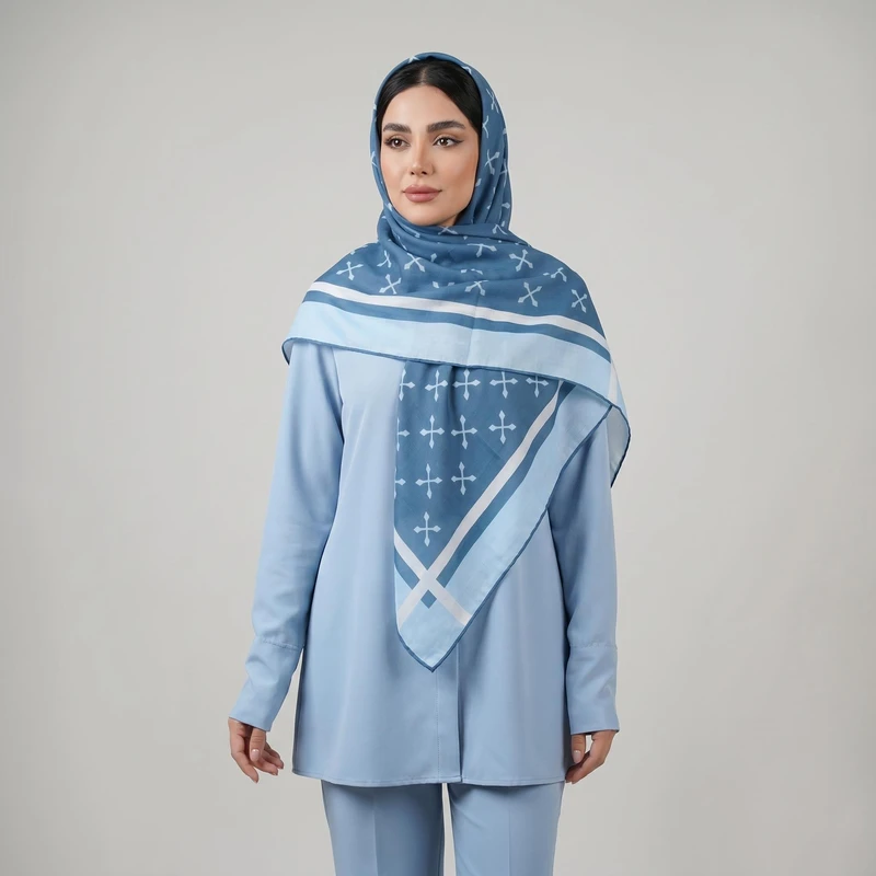 روسری زنانه مدل نخی خنک تابستانه محبوب با پترن ستاره کد ana-7096