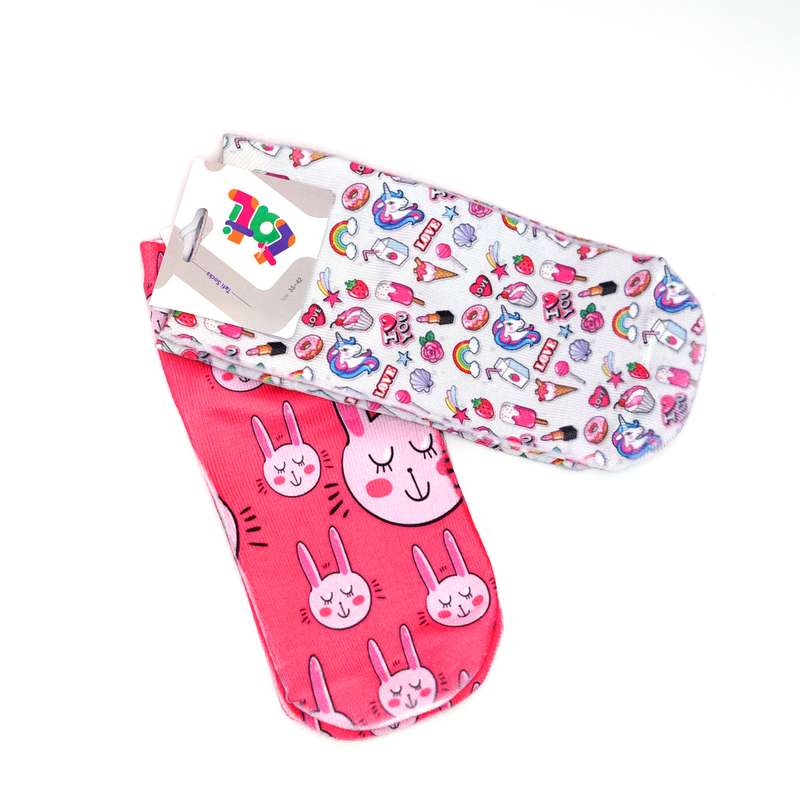 جوراب ساق کوتاه دخترانه تاتی مدل 01 مجموعه 2 عددی