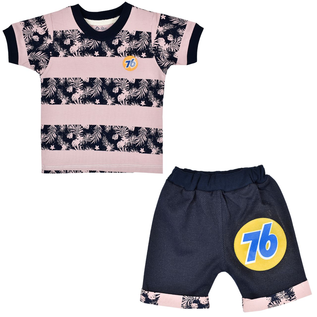ست تی شرت و شلوارک نوزادی نیروان مدل 1016 -1