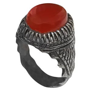 انگشتر نقره مردانه مدل عقیق یمنی کد AYK2214