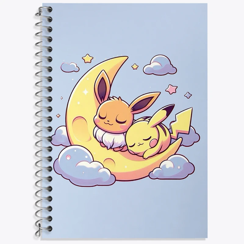 دفتر زبان 50 برگ خندالو مدل دو خط طرح انیمه پوکمون کد N1920