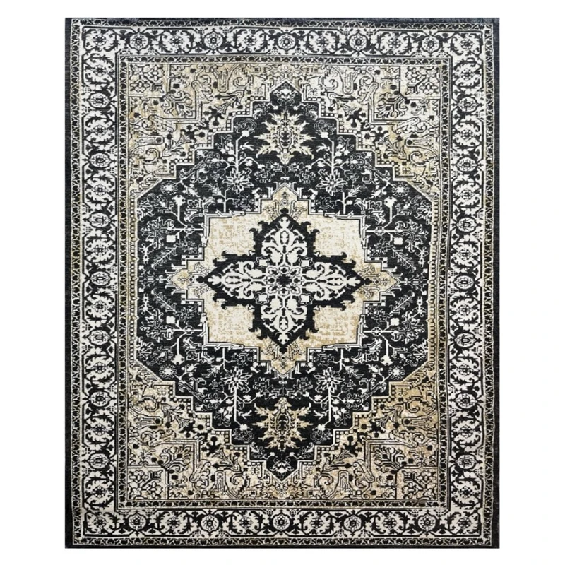 فرش ماشینی 420 شانه زمینه طوسی حاشیه کرم مدل 30340