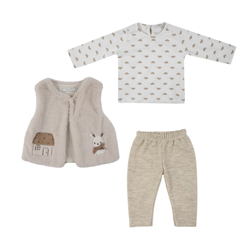 ست 3 تکه لباس دخترانه فیورلا مدل خرگوش و خانه 25523