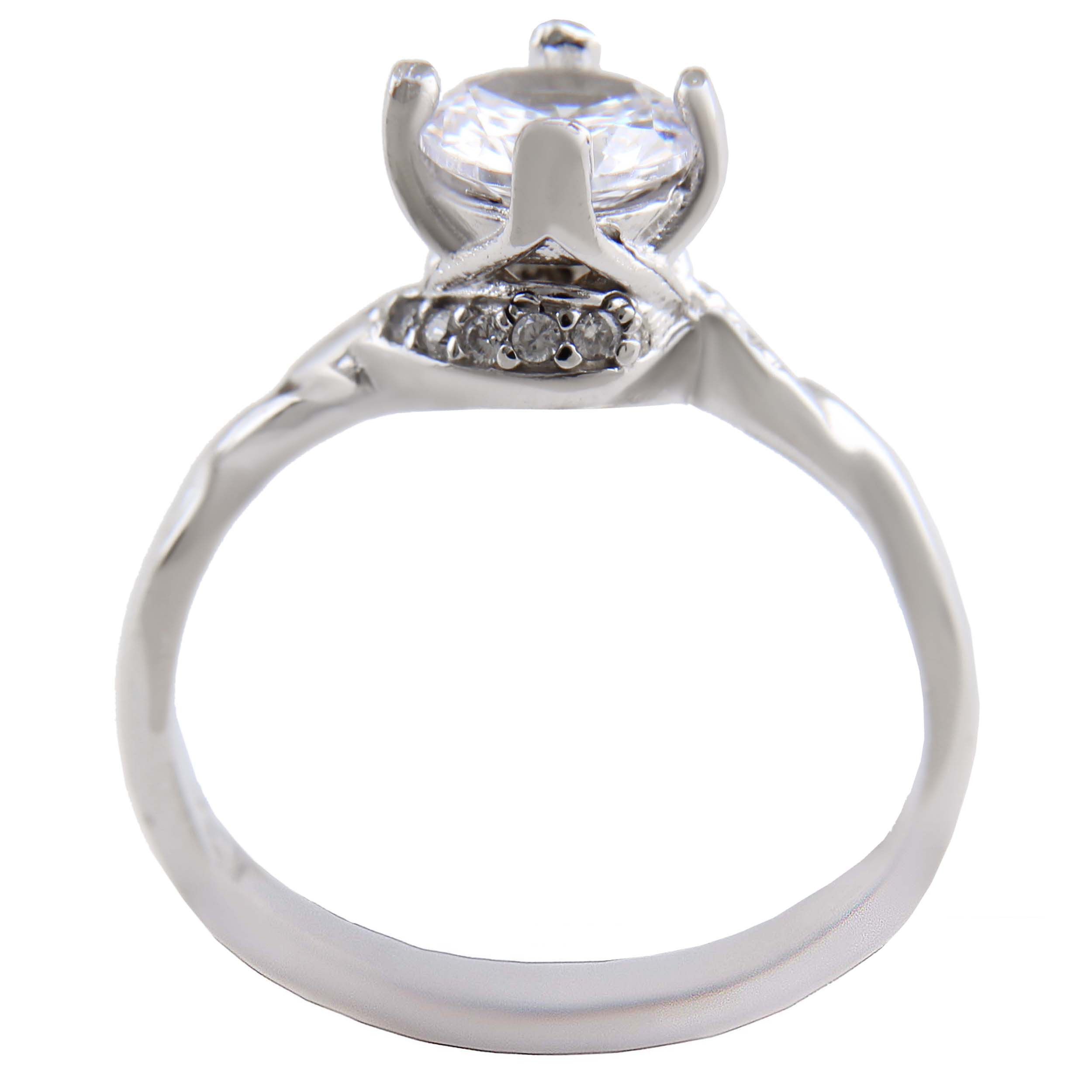 انگشتر نقره زنانه بازرگانی میلادی مدل نگین برلیان اتمی ابکاری رادیوم طرح نامزدی کد AWR_1433