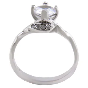 انگشتر نقره زنانه بازرگانی میلادی مدل نگین برلیان اتمی ابکاری رادیوم طرح نامزدی کد AWR_1433