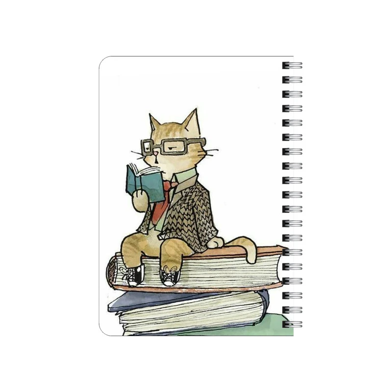 دفترچه یادداشت بامبیلیپ مدل چوبی طرح گربه متشخص کتابخوان کد 6258935