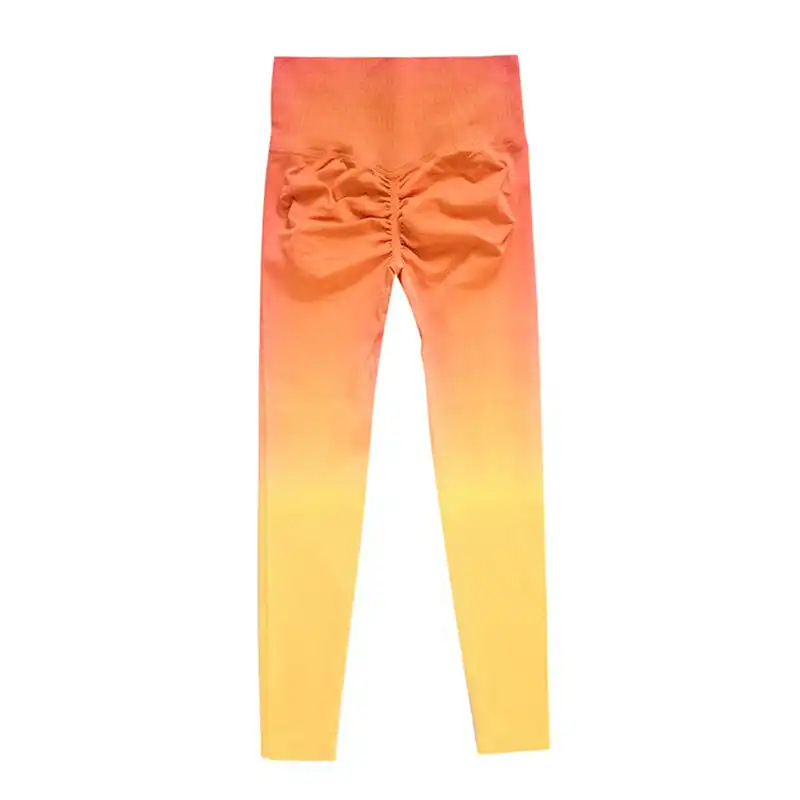 لگینگ ورزشی زنانه مدل فلورسنت کالر پلت سیملس پشت چین دار کد oy1