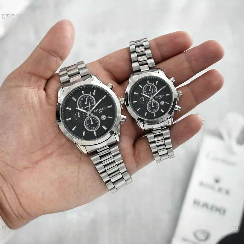 ست ساعت مچی عقربه‌ای زنانه و مردانه مدل کوارتز تک موتور کد 087