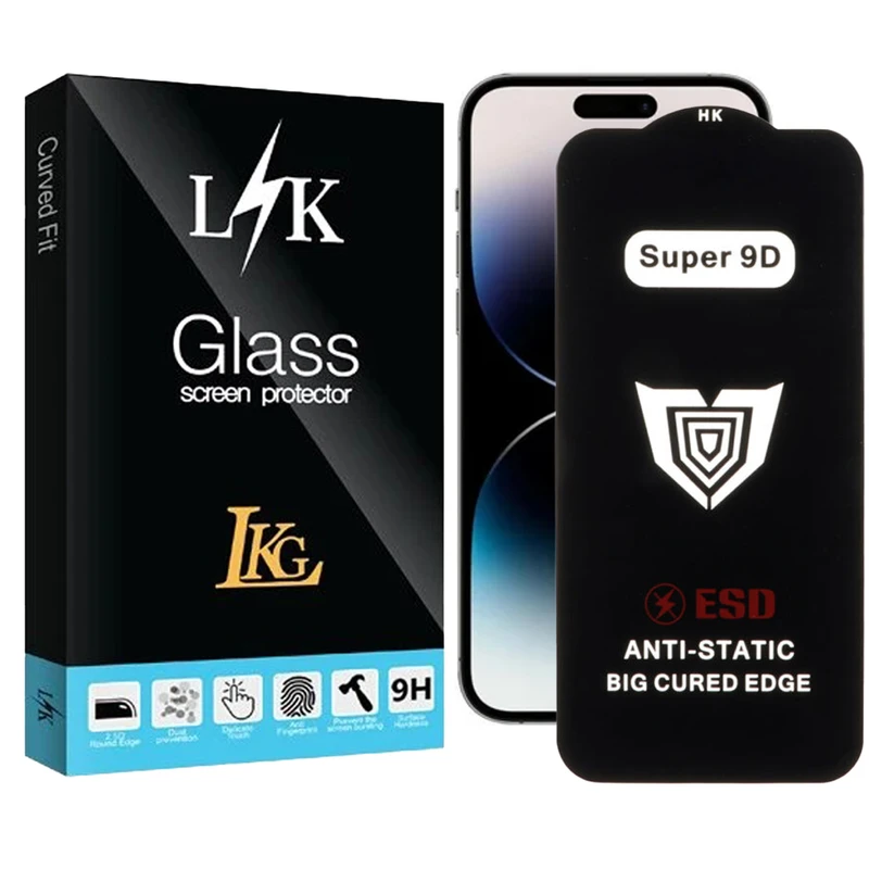 محافظ صفحه نمایش ال کا جی مدل Super 9D مناسب برای گوشی موبایل اپل iPhone 14 Pro