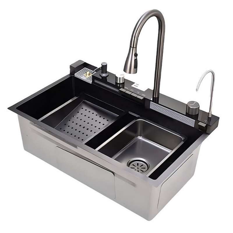 سینک ظرفشویی استیل توکار یک لگنه مدل پیانویی 5 کلید