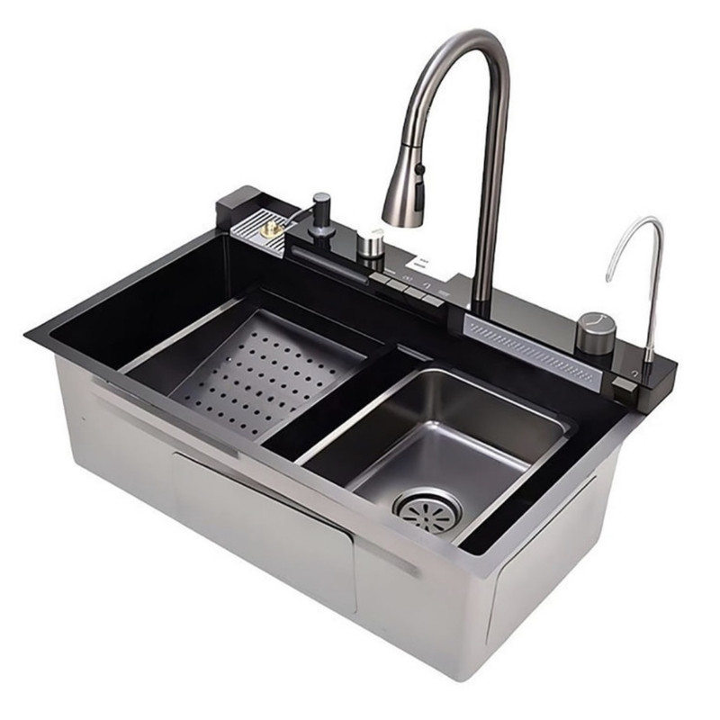 سینک ظرفشویی استیل توکار یک لگنه مدل پیانویی 5 کلید