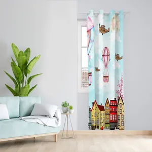 پرده مدل هازان پانچی طرح اتاق کودک چاپی کد 2537 سایز 140x280 سانتی متر