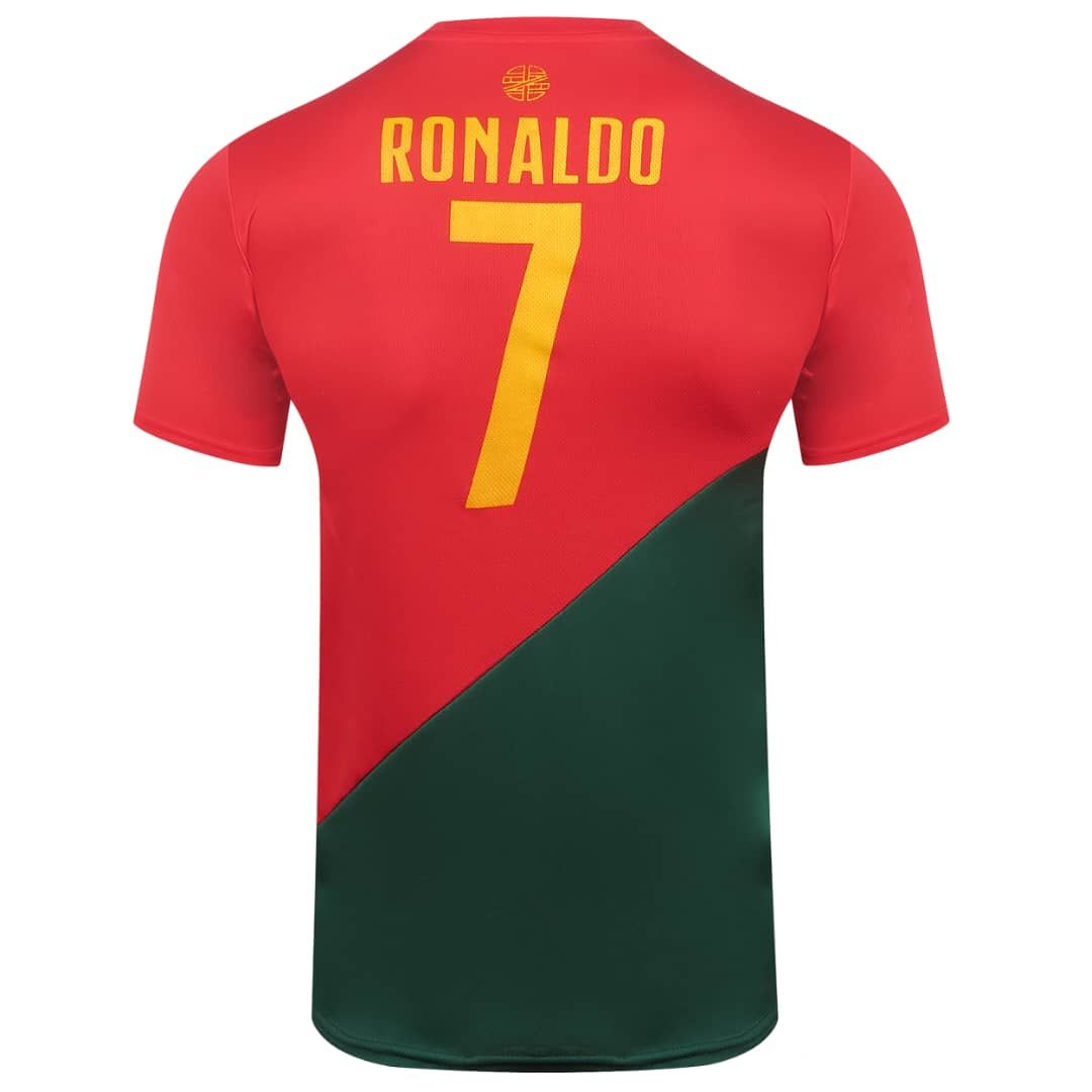 ست پیراهن و شورت ورزشی طرح تیم ملی پرتغال مدل رونالدو 2022 -  - 2