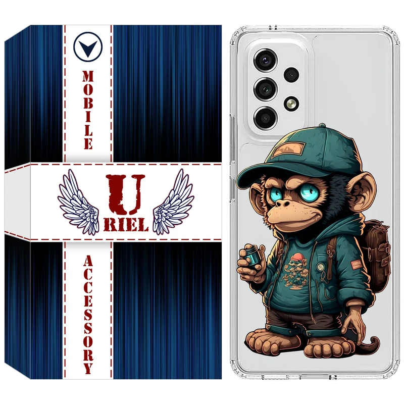 کاور یوریل قاب مدل Clear کد 36 طرح میمون مناسب برای گوشی موبایل سامسونگ Galaxy A13 4G